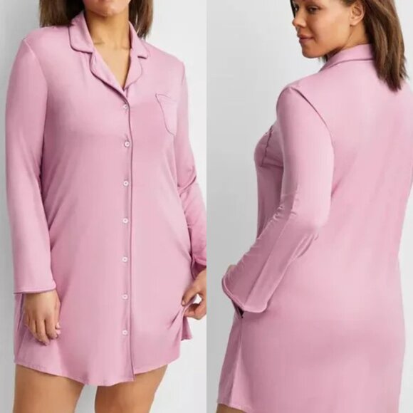 Macy's State of Day Women's Notch Collar Sleepshirt Mauve Orchid NWT XXL - Picture 1 of 7